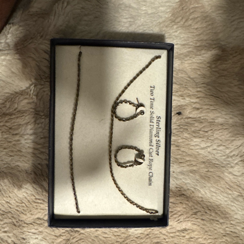 Elegant Two-Tone Sterling Silver Necklace Set